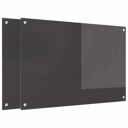 Kuchyňský Obklad 2 Ks Tmavě Šedá 90 X 60 Cm Tvrzené Sklo