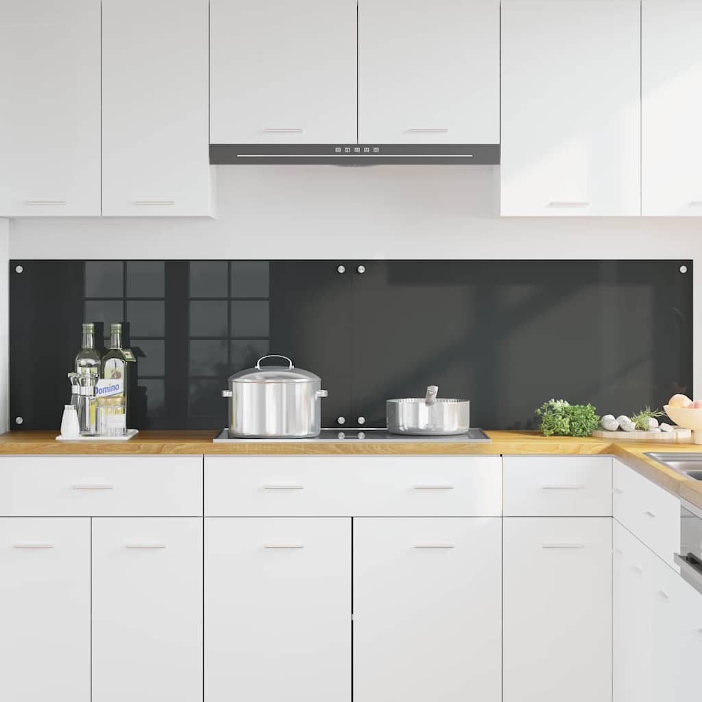 Kuchyňský Obklad 2 Ks Tmavě Šedá 100 X 50 Cm Tvrzené Sklo