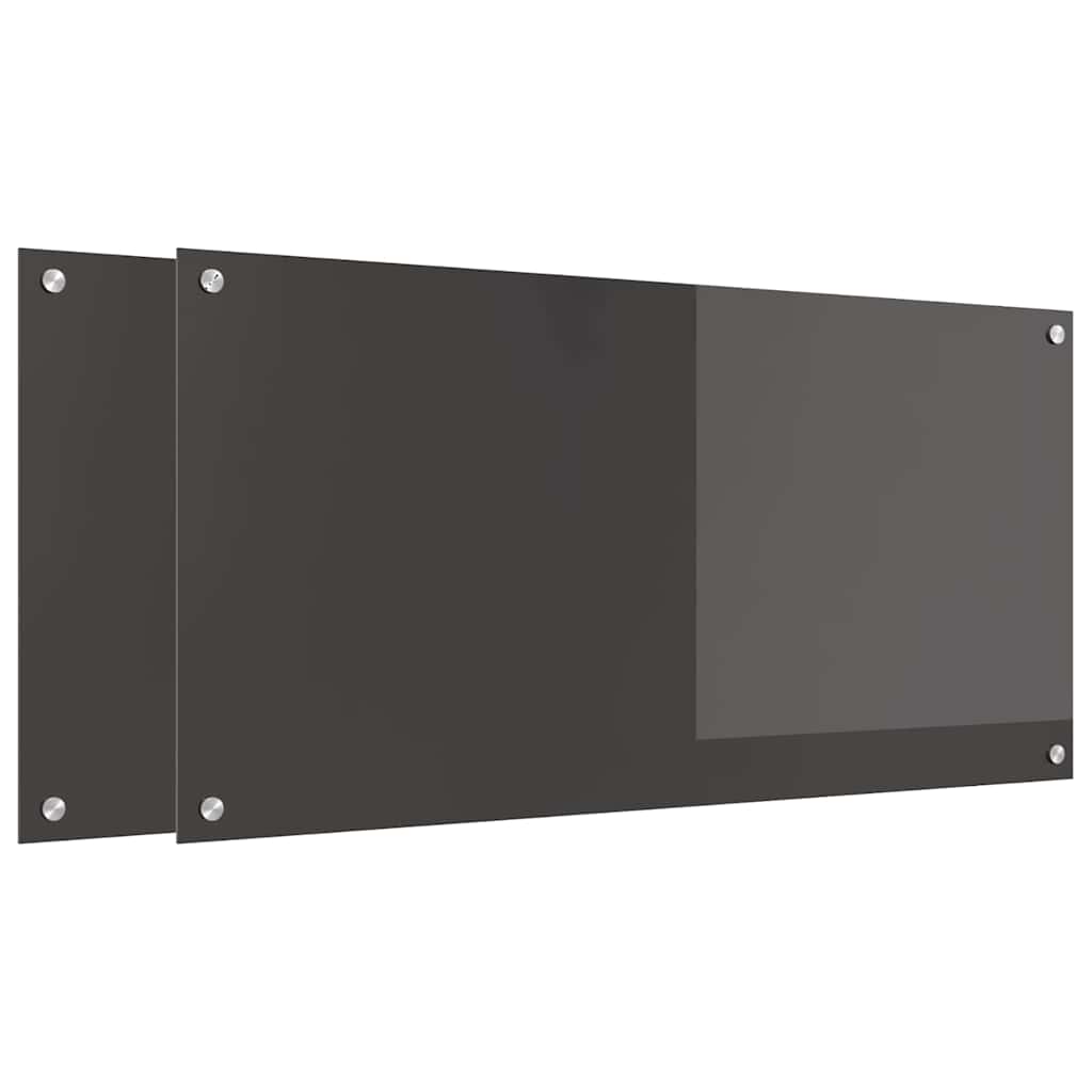 Kuchyňský Obklad 2 Ks Tmavě Šedá 100 X 50 Cm Tvrzené Sklo
