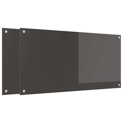 Kuchyňský Obklad 2 Ks Tmavě Šedá 100 X 50 Cm Tvrzené Sklo