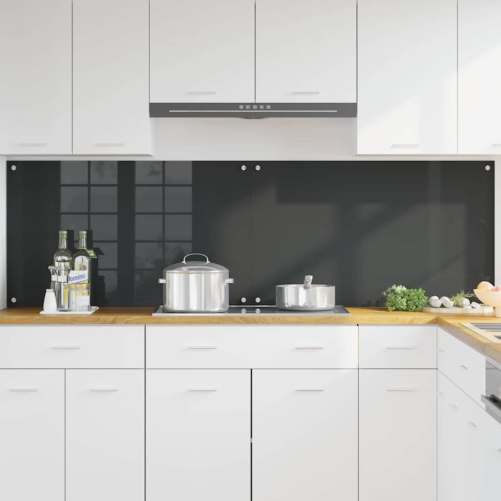 Kuchyňský Obklad 2 Ks Tmavě Šedá 100 X 60 Cm Tvrzené Sklo
