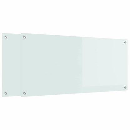 Kuchyňský Obklad 2 Ks Bílá 110 X 50 Cm Tvrzené Sklo