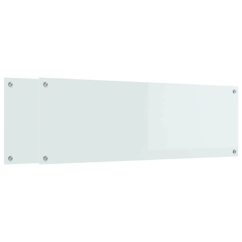 Kuchyňský Obklad 2 Ks Bílá 120 X 40 Cm Tvrzené Sklo