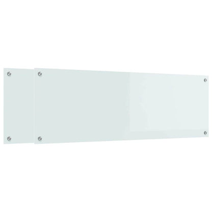 Kuchyňský Obklad 2 Ks Bílá 120 X 40 Cm Tvrzené Sklo