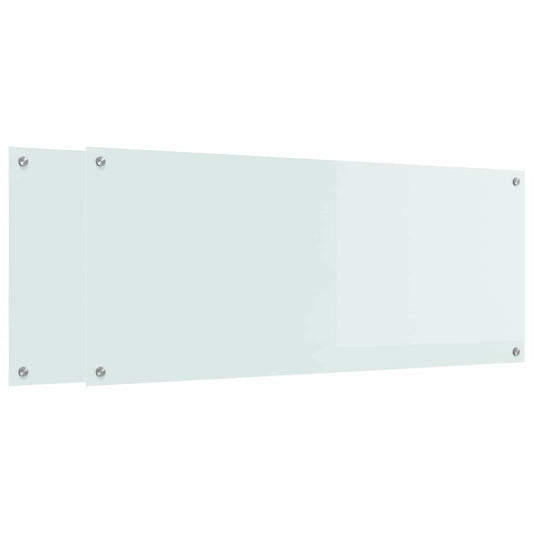 Kuchyňský Obklad 2 Ks Bílá 120 X 50 Cm Tvrzené Sklo