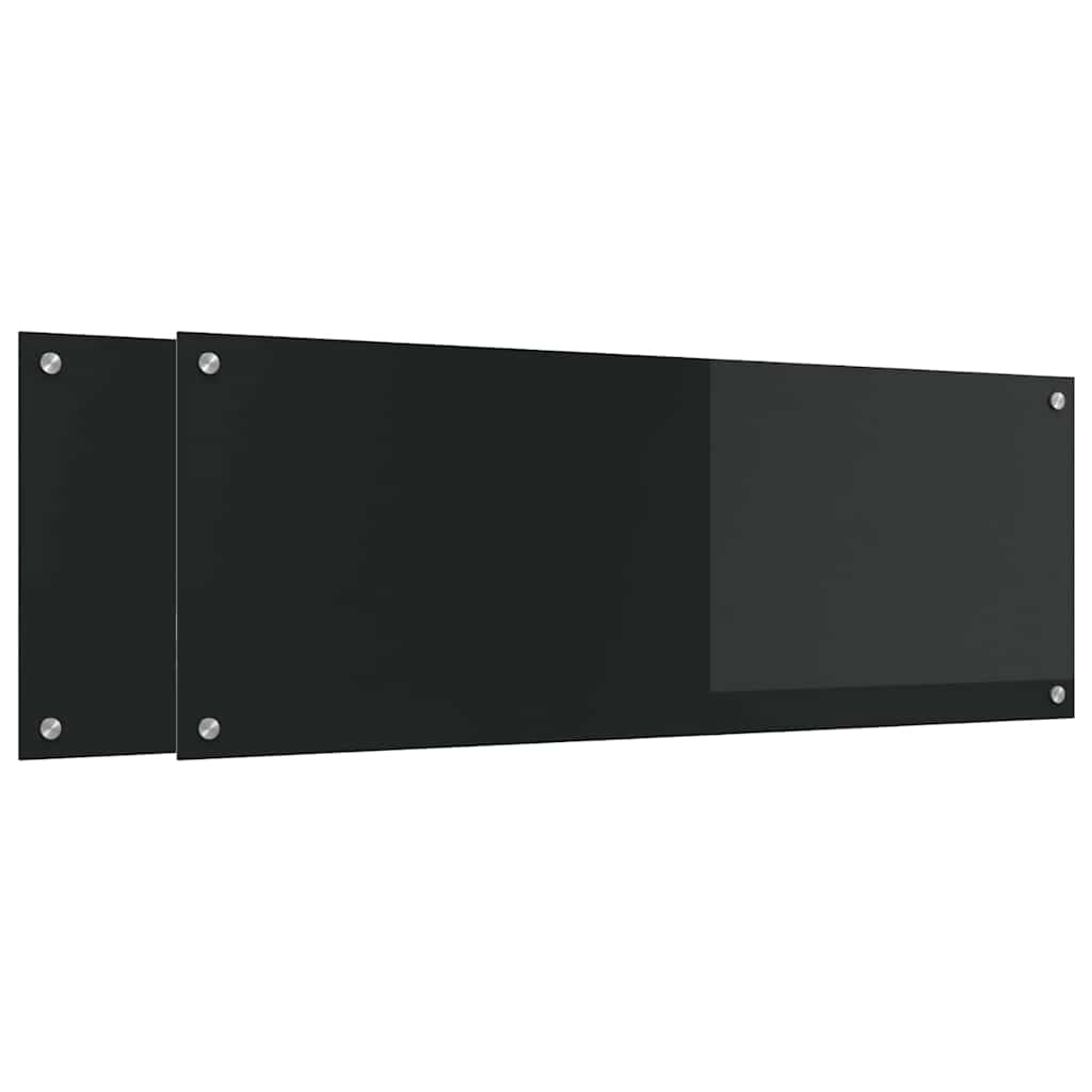 Kuchyňský Obklad 2 Ks Černá 110 X 40 Cm Tvrzené Sklo