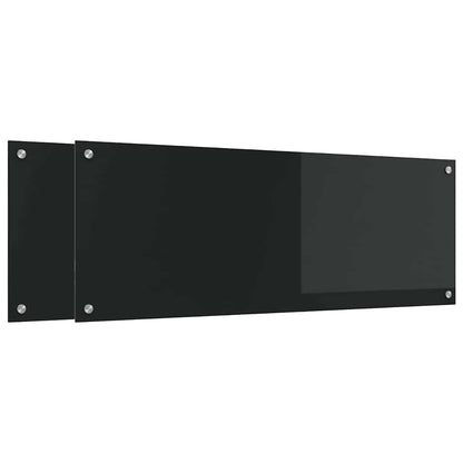 Kuchyňský Obklad 2 Ks Černá 110 X 40 Cm Tvrzené Sklo