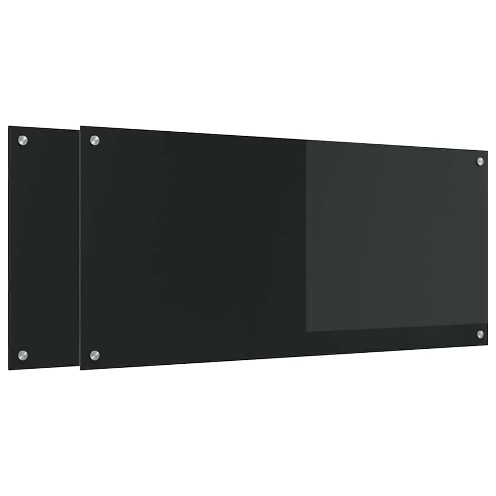 Kuchyňský Obklad 2 Ks Černá 110 X 50 Cm Tvrzené Sklo
