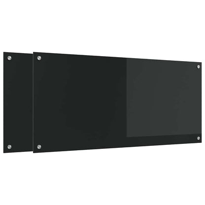 Kuchyňský Obklad 2 Ks Černá 110 X 50 Cm Tvrzené Sklo