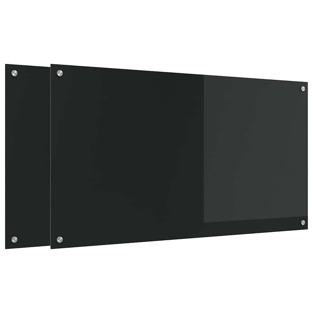 Kuchyňský Obklad 2 Ks Černá 110 X 60 Cm Tvrzené Sklo