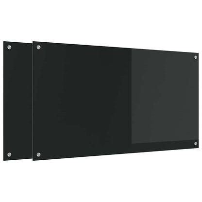 Kuchyňský Obklad 2 Ks Černá 110 X 60 Cm Tvrzené Sklo