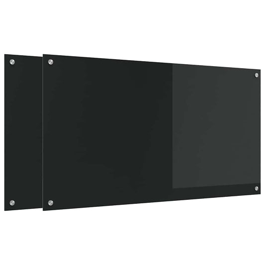 Kuchyňský Obklad 2 Ks Černá 110 X 60 Cm Tvrzené Sklo