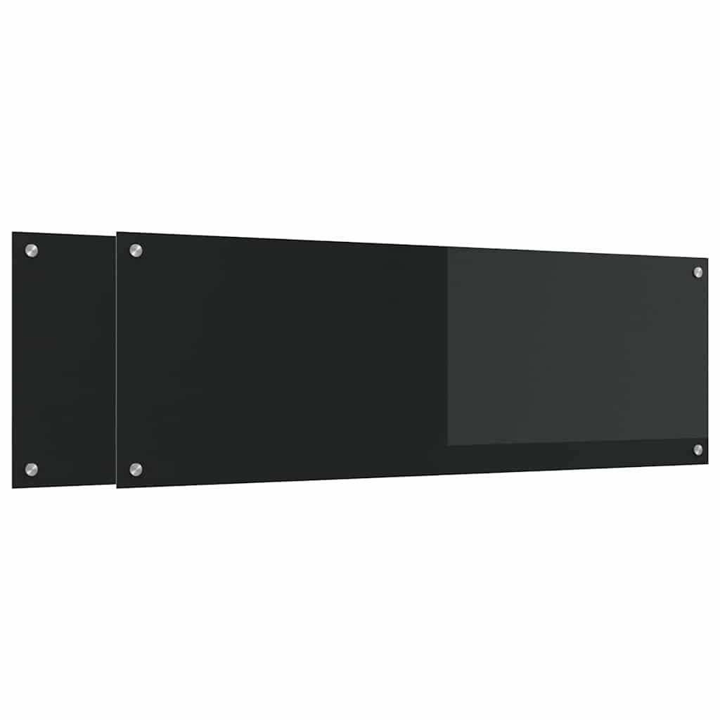 Kuchyňský Obklad 2 Ks Černá 120 X 40 Cm Tvrzené Sklo