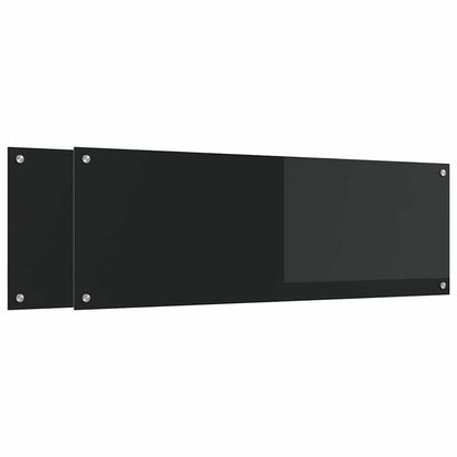 Kuchyňský Obklad 2 Ks Černá 120 X 40 Cm Tvrzené Sklo