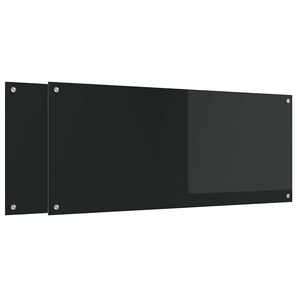 Kuchyňský Obklad 2 Ks Černá 120 X 50 Cm Tvrzené Sklo