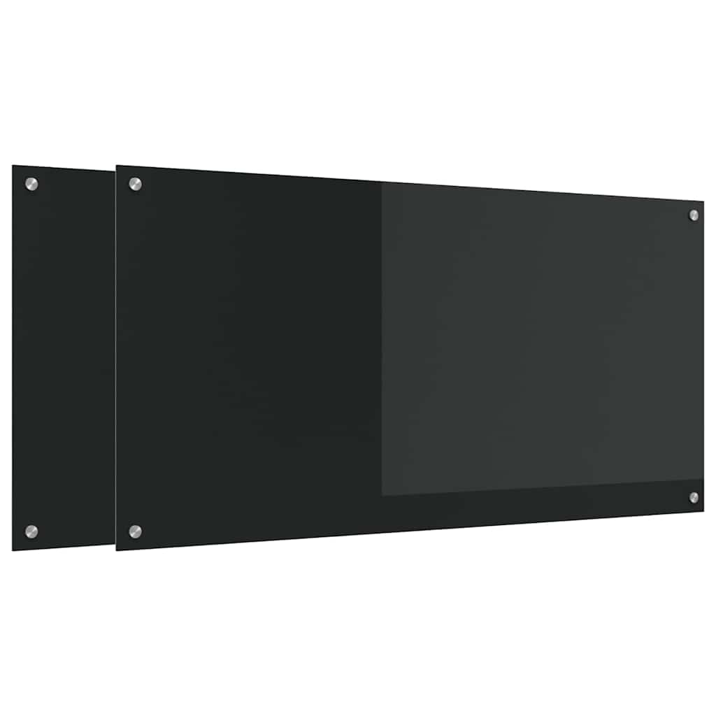Kuchyňský Obklad 2 Ks Černá 120 X 60 Cm Tvrzené Sklo