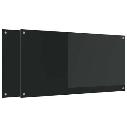 Kuchyňský Obklad 2 Ks Černá 120 X 60 Cm Tvrzené Sklo