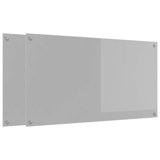 Kuchyňský Obklad 2 Ks Světle Šedá 110 X 60 Cm Tvrzené Sklo