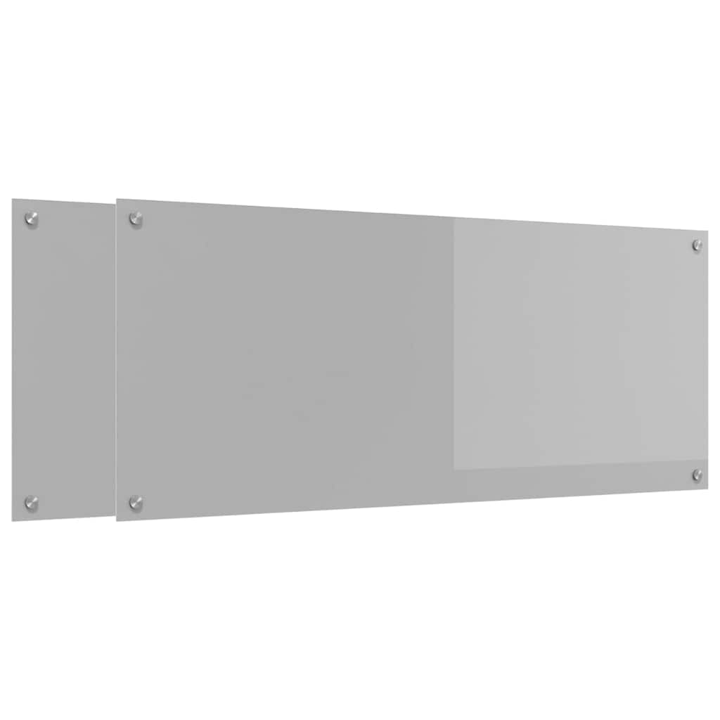 Kuchyňský Obklad 2 Ks Světle Šedá 120 X 50 Cm Tvrzené Sklo