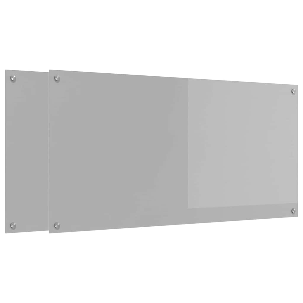 Kuchyňský Obklad 2 Ks Světle Šedá 120 X 60 Cm Tvrzené Sklo