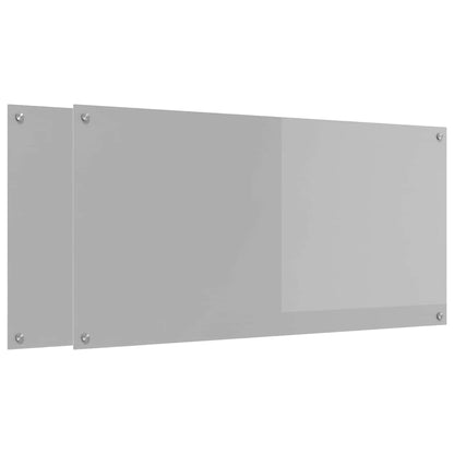 Kuchyňský Obklad 2 Ks Světle Šedá 120 X 60 Cm Tvrzené Sklo