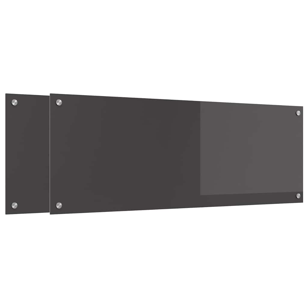 Kuchyňský Obklad 2 Ks Tmavě Šedá 110 X 40 Cm Tvrzené Sklo