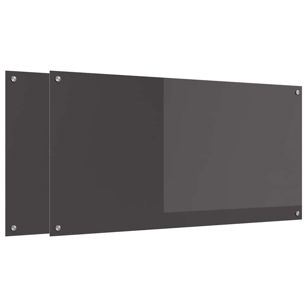 Kuchyňský Obklad 2 Ks Tmavě Šedá 120 X 60 Cm Tvrzené Sklo