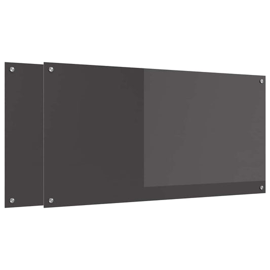 Kuchyňský Obklad 2 Ks Tmavě Šedá 120 X 60 Cm Tvrzené Sklo