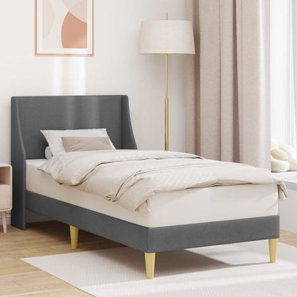 Rám Postele S Čelo Tmavě Šedá 137 X 190 Cm Textil