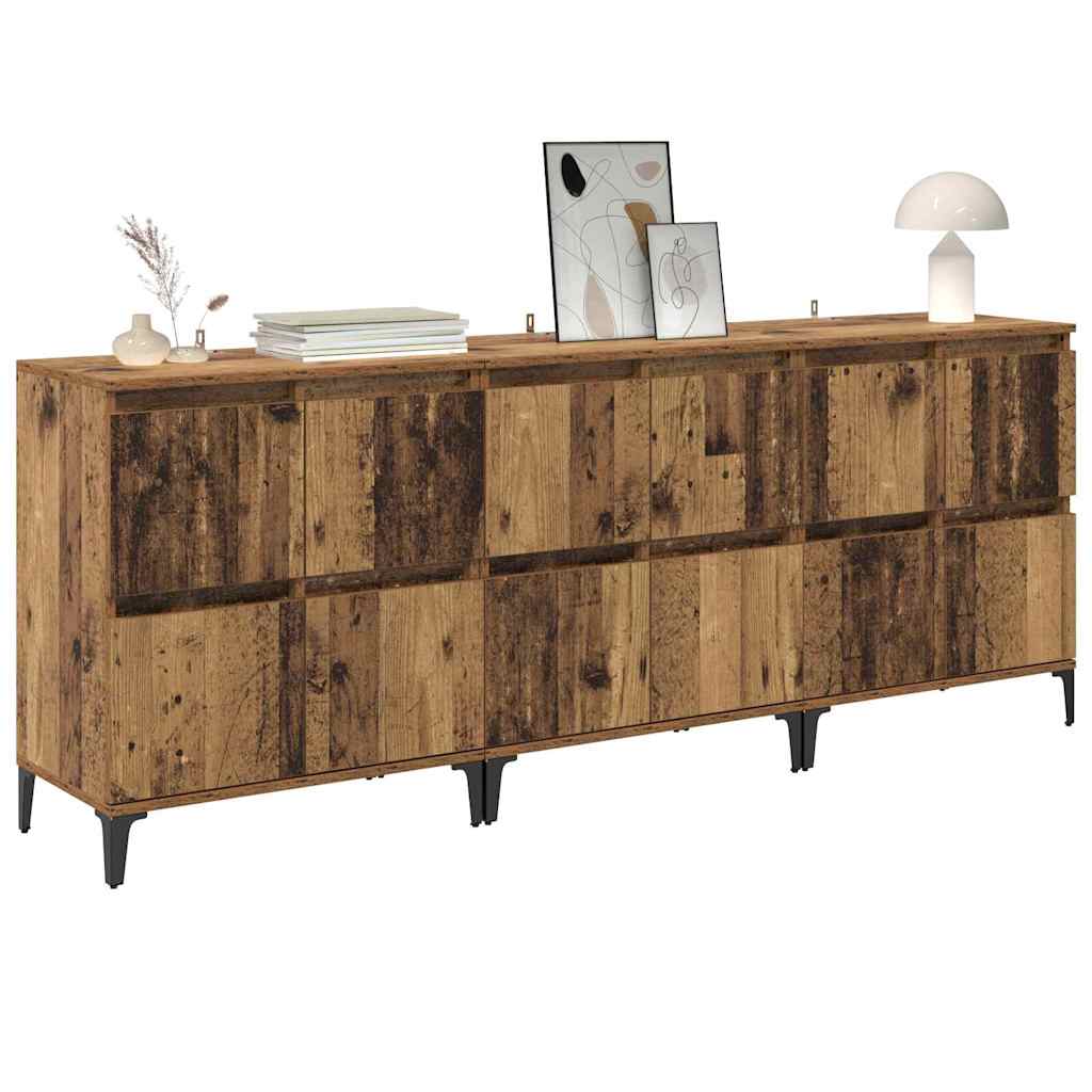 Konzole 3 Ks Staré Dřevo 60 X 35 X 70 Cm Kompozitní Dřevo