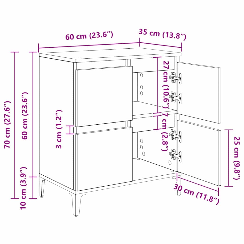 Konzole 3 Ks Staré Dřevo 60 X 35 X 70 Cm Kompozitní Dřevo