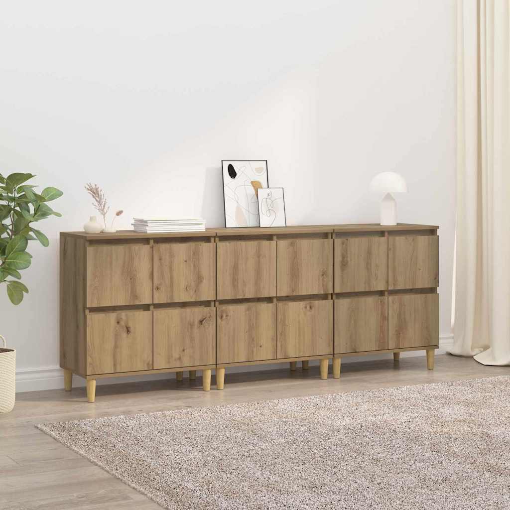 Konzole 3 Ks Artisanový Dub 60 X 35 X 70 Cm Kompozitní Dřevo