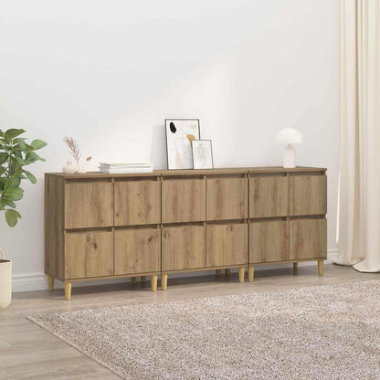 Konzole 3 Ks Artisanový Dub 60 X 35 X 70 Cm Kompozitní Dřevo