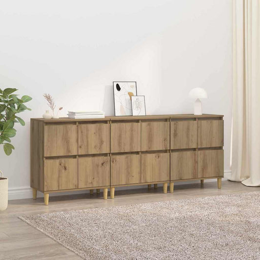 Konzole 3 Ks Artisanový Dub 60 X 35 X 70 Cm Kompozitní Dřevo