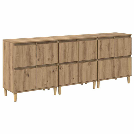 Konzole 3 Ks Artisanový Dub 60 X 35 X 70 Cm Kompozitní Dřevo