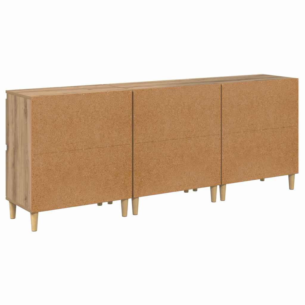 Konzole 3 Ks Artisanový Dub 60 X 35 X 70 Cm Kompozitní Dřevo