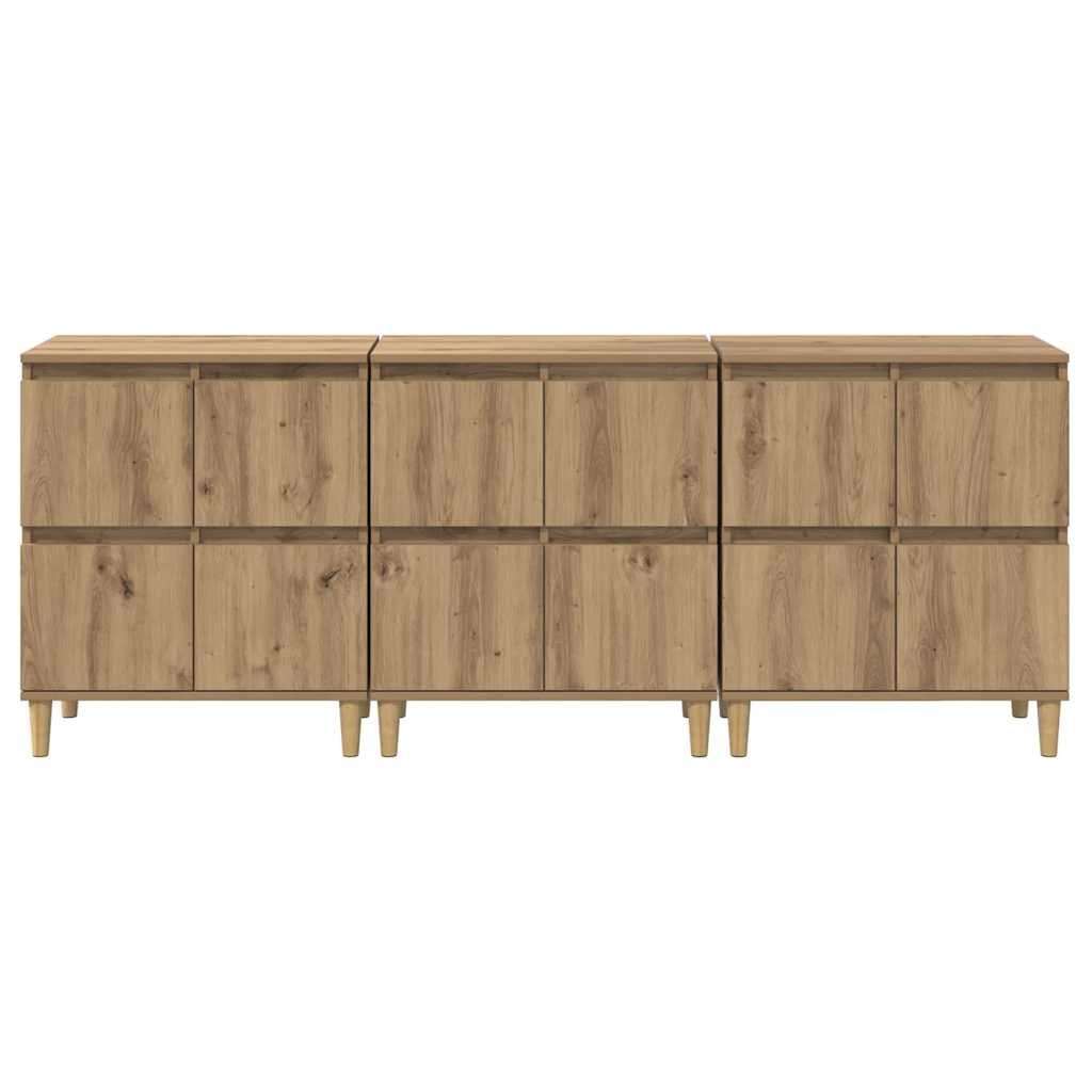 Konzole 3 Ks Artisanový Dub 60 X 35 X 70 Cm Kompozitní Dřevo