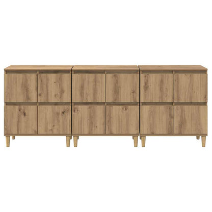 Konzole 3 Ks Artisanový Dub 60 X 35 X 70 Cm Kompozitní Dřevo