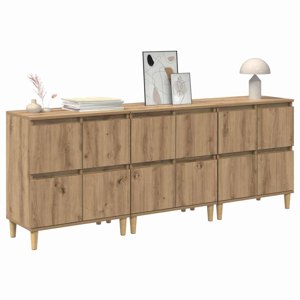 Konzole 3 Ks Artisanový Dub 60 X 35 X 70 Cm Kompozitní Dřevo
