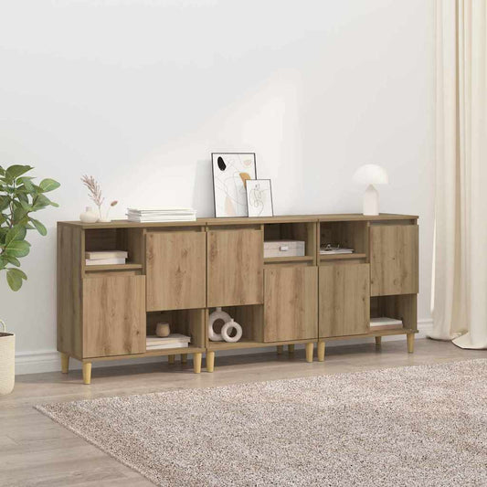Konzole 3 Ks Artisanový Dub 60 X 35 X 70 Cm Kompozitní Dřevo