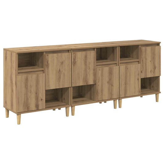 Konzole 3 Ks Artisanový Dub 60 X 35 X 70 Cm Kompozitní Dřevo