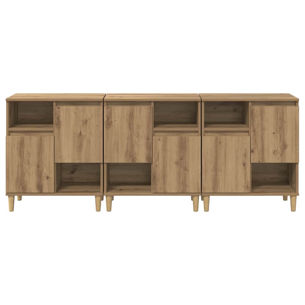 Konzole 3 Ks Artisanový Dub 60 X 35 X 70 Cm Kompozitní Dřevo