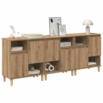 Konzole 3 Ks Artisanový Dub 60 X 35 X 70 Cm Kompozitní Dřevo