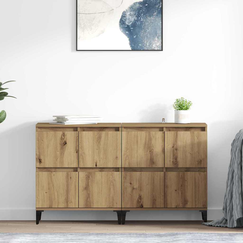 Konzole 2 Ks Artisanový Dub 60 X 35 X 70 Cm Kompozitní Dřevo