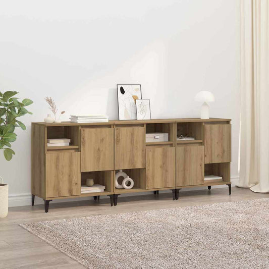 Konzole 3 Ks Artisanový Dub 60 X 35 X 70 Cm Kompozitní Dřevo