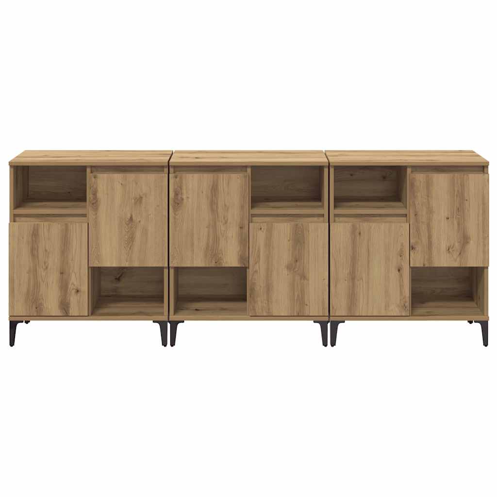 Konzole 3 Ks Artisanový Dub 60 X 35 X 70 Cm Kompozitní Dřevo
