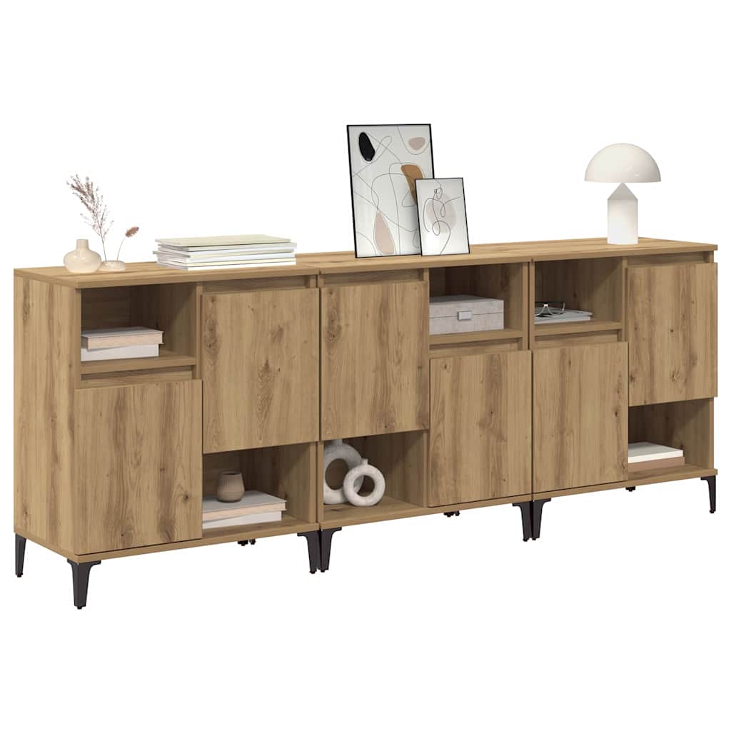 Konzole 3 Ks Artisanový Dub 60 X 35 X 70 Cm Kompozitní Dřevo