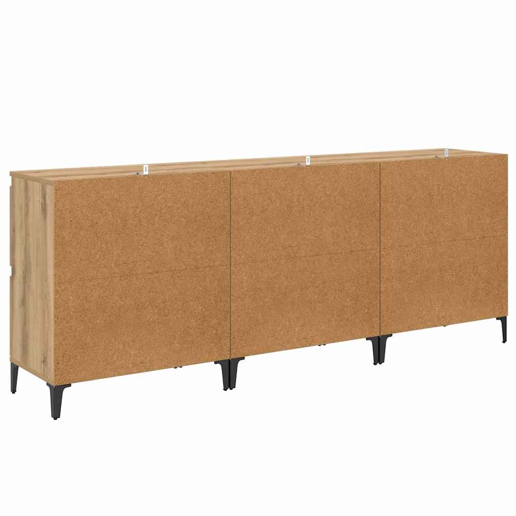 Konzole 3 Ks Artisanový Dub 60 X 35 X 70 Cm Kompozitní Dřevo