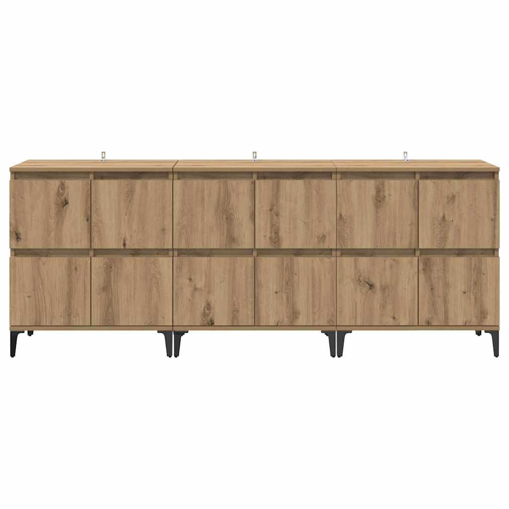 Konzole 3 Ks Artisanový Dub 60 X 35 X 70 Cm Kompozitní Dřevo