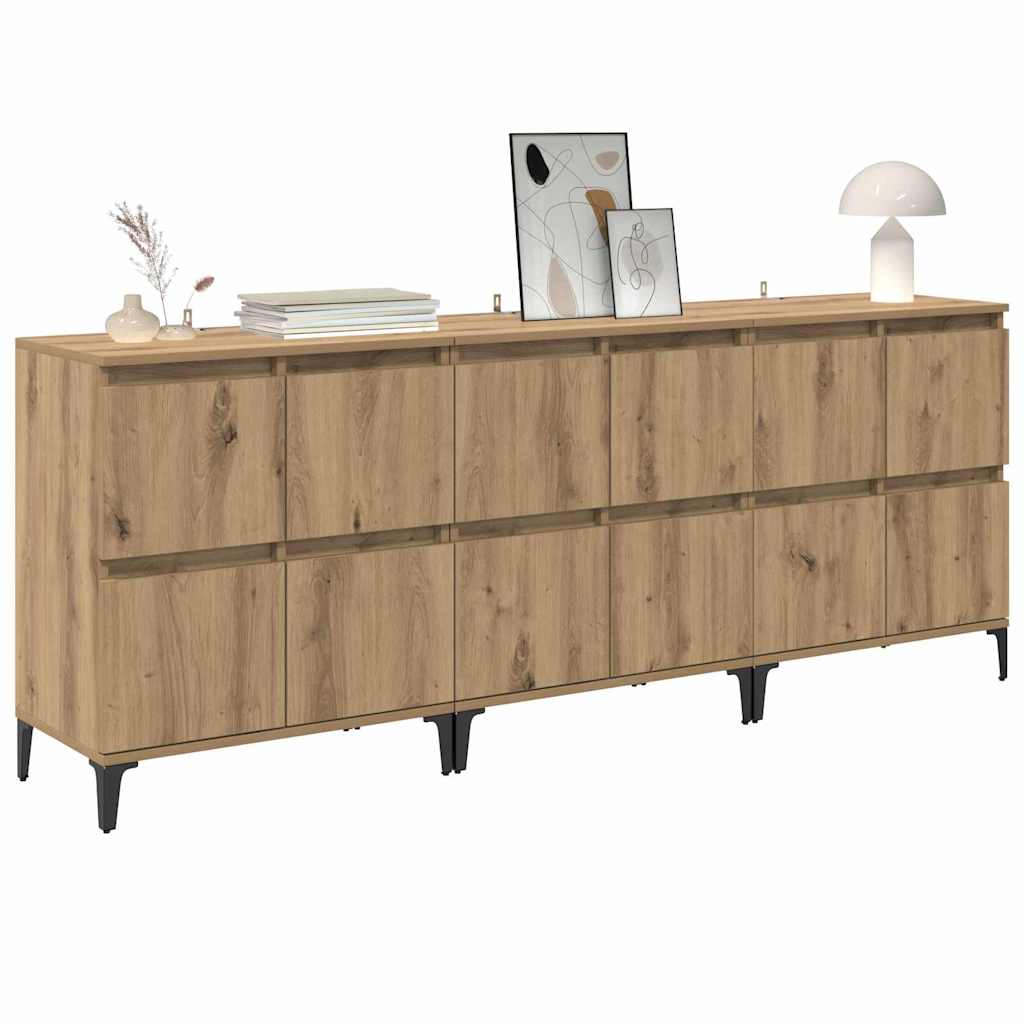 Konzole 3 Ks Artisanový Dub 60 X 35 X 70 Cm Kompozitní Dřevo